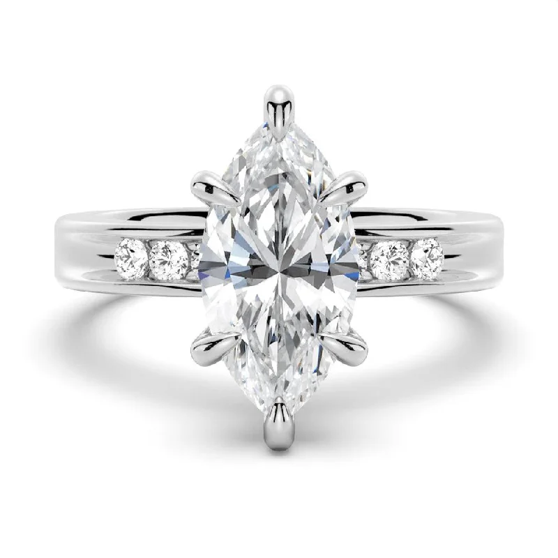 Marquise Moissanite Engagement Ring With Accents