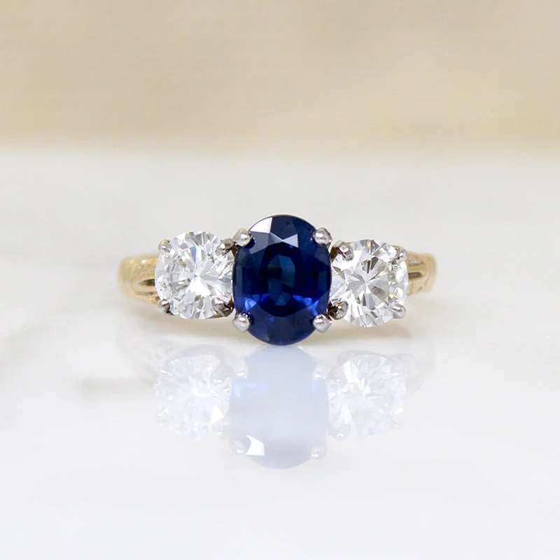 Breathtaking Thai Sapphire & Diamond Trilogy Ring