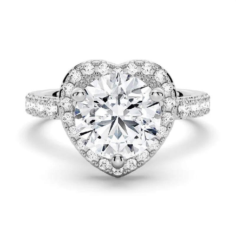 Brilliant Heart Moissanite Halo Engagement Ring