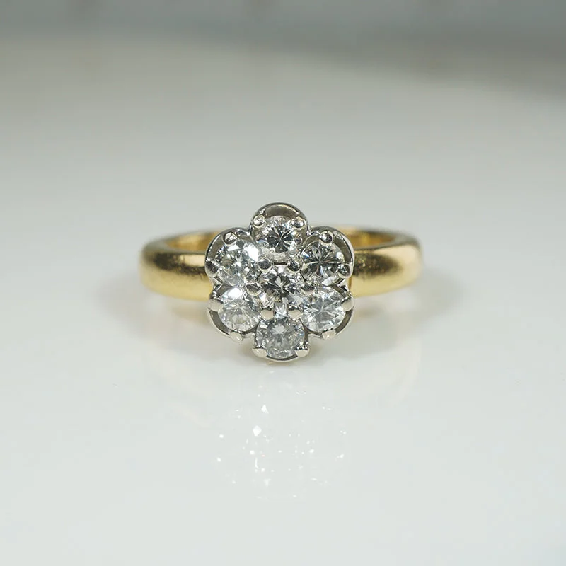 Cheerful Mid-Century Daisy Diamond Cluster Ring