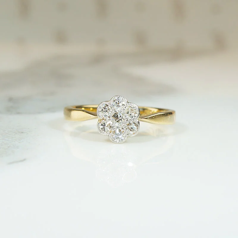 Dainty Daisy Diamond Cluster in Platinum & 18ct Ring