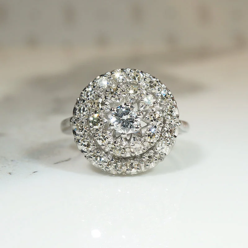 Lavish Mid-Century Diamond Cluster Ring