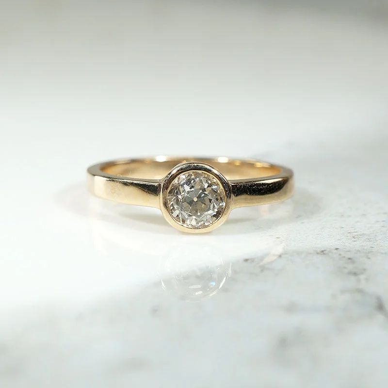 Old Mine Cut Diamond in Gold Bezel Solitaire by 720