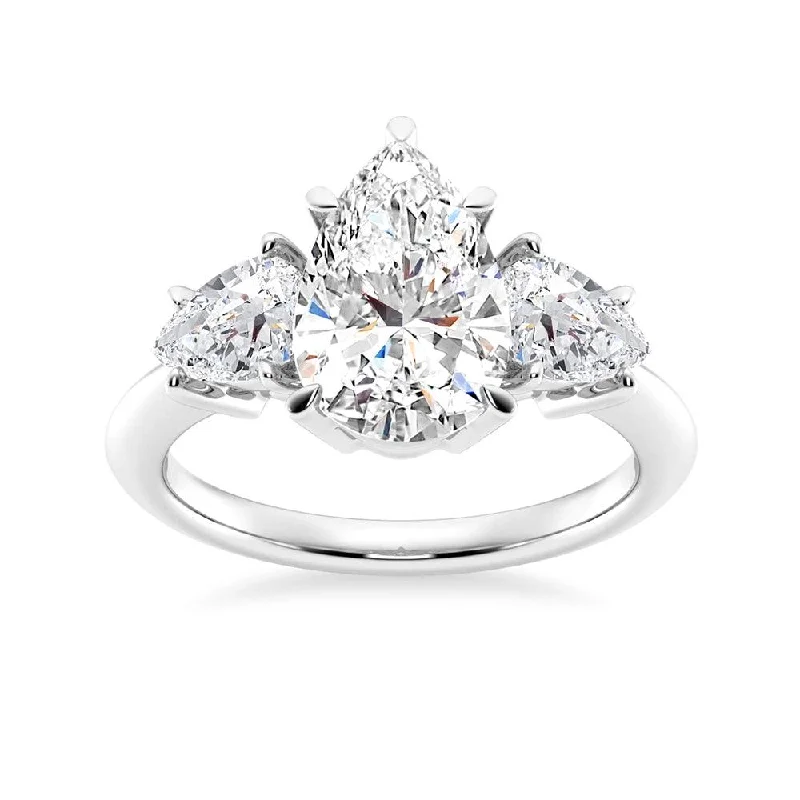 NEW Pear Shaped Three Stone Moissanite Engagement Ring