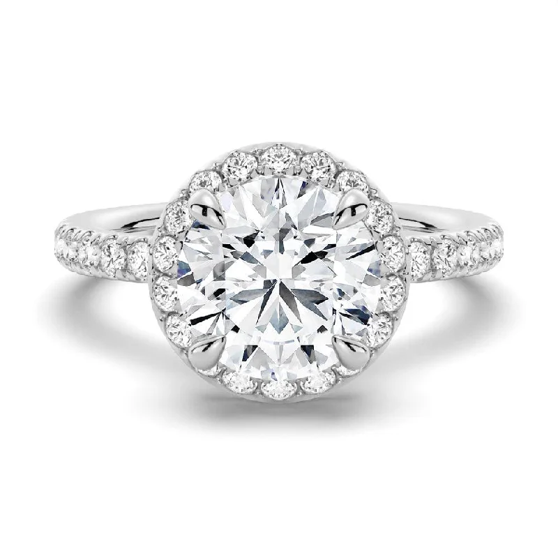 Round Brilliant Micropavé Halo Moissanite Engagement Ring