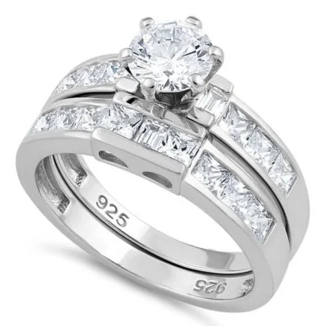 Sterling Silver 2-Piece CZ Engagement Ring