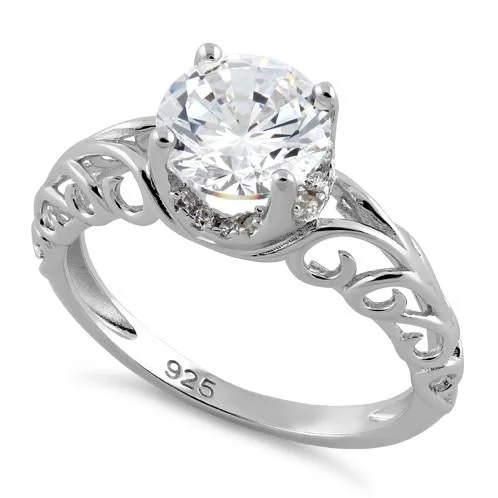 Sterling Silver 2.0 ct. CZ Swirl Ring