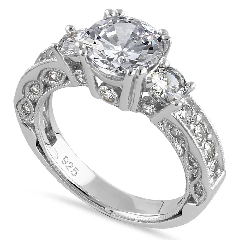 Sterling Silver 2.0 ct. CZ Engagement Ring