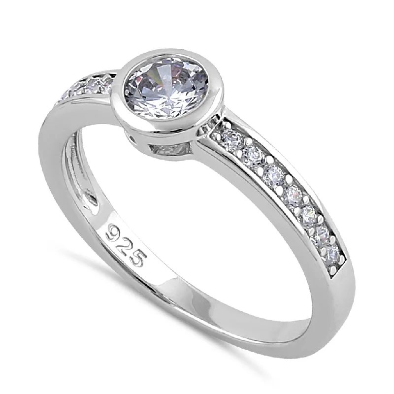 Sterling Silver Clear CZ Round Engagement Ring