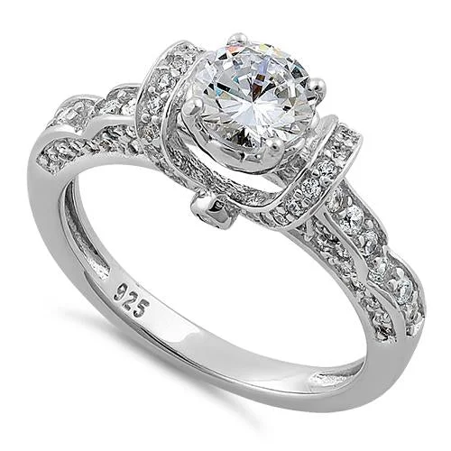 Sterling Silver Lavish Round Cut Clear CZ Ring