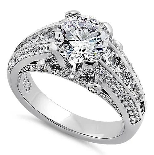 Sterling Silver 2.0 ct. CZ Engagement Ring