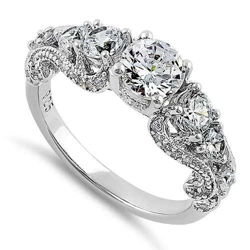 Sterling Silver 7-Stone CZ Engagement Ring