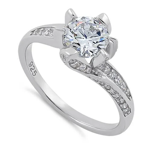 Sterling Silver Round Cut Clear CZ Ring