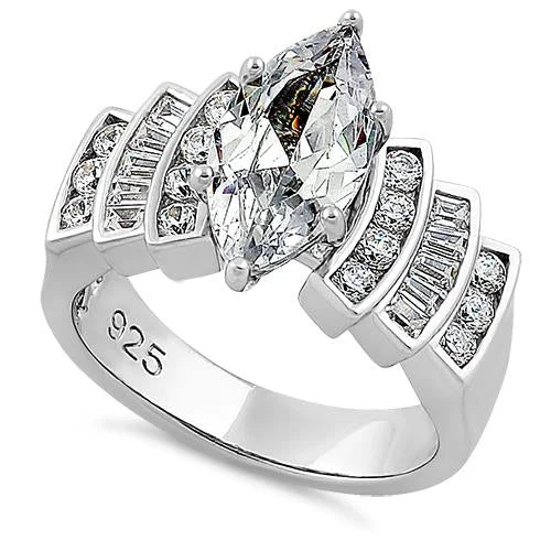 Sterling Silver Marquise CZ Engagement Ring