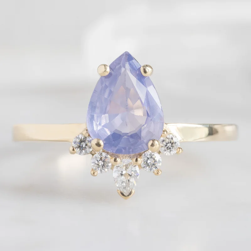 The Aster Ring | 1.23ct Pear Cut Lavender Sapphire in 14K Yellow Gold