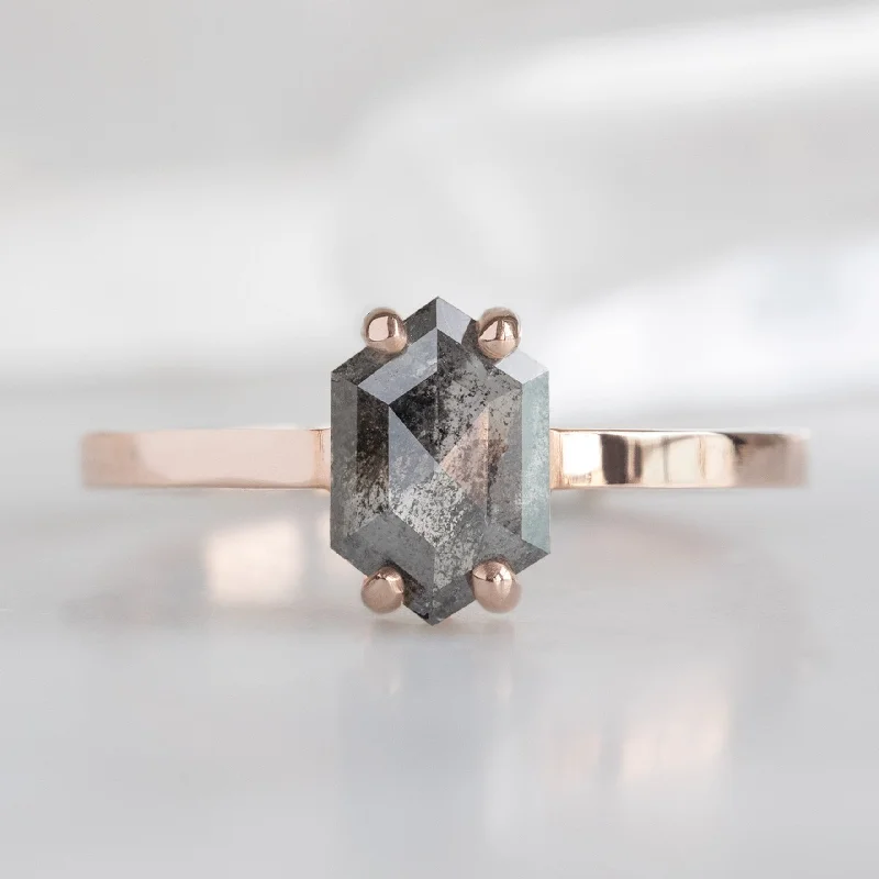 The Bryn Ring | 0.88ct Black Hexagon Diamond in 14K Rose Gold