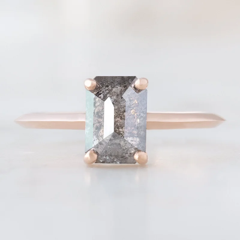 The Bryn Ring | 1.26ct Emerald Cut Salt and Pepper Diamond in 14K Rose Gold