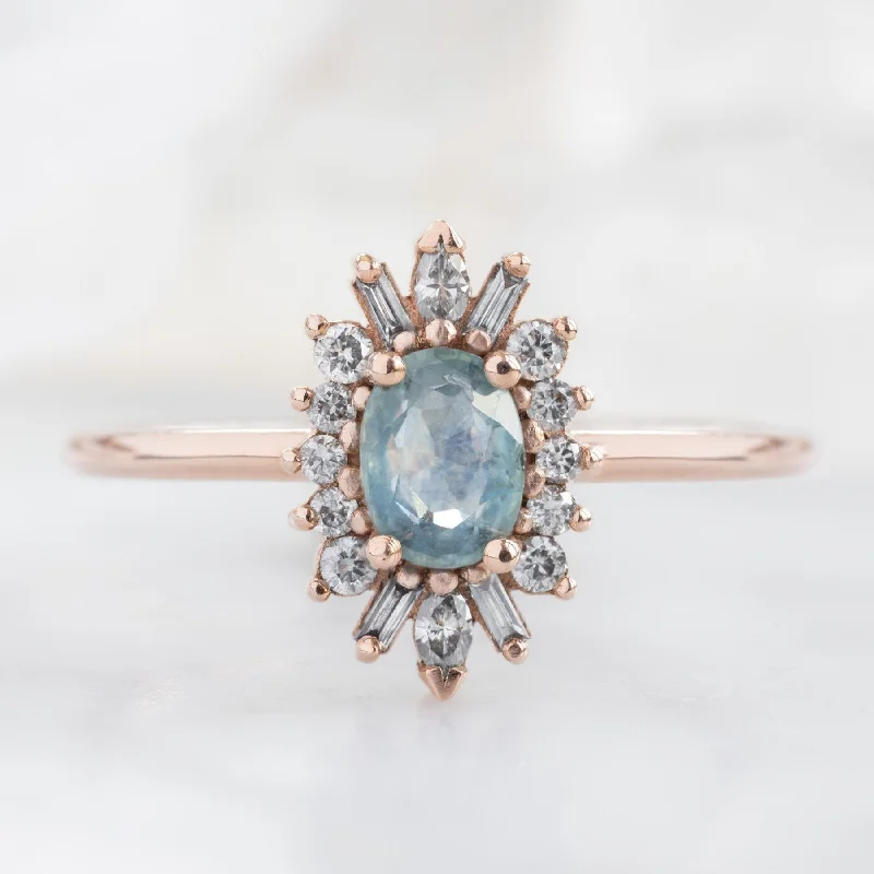 The Camellia Ring | 0.63ct Oval Montana Sapphire in 14K Rose Gold