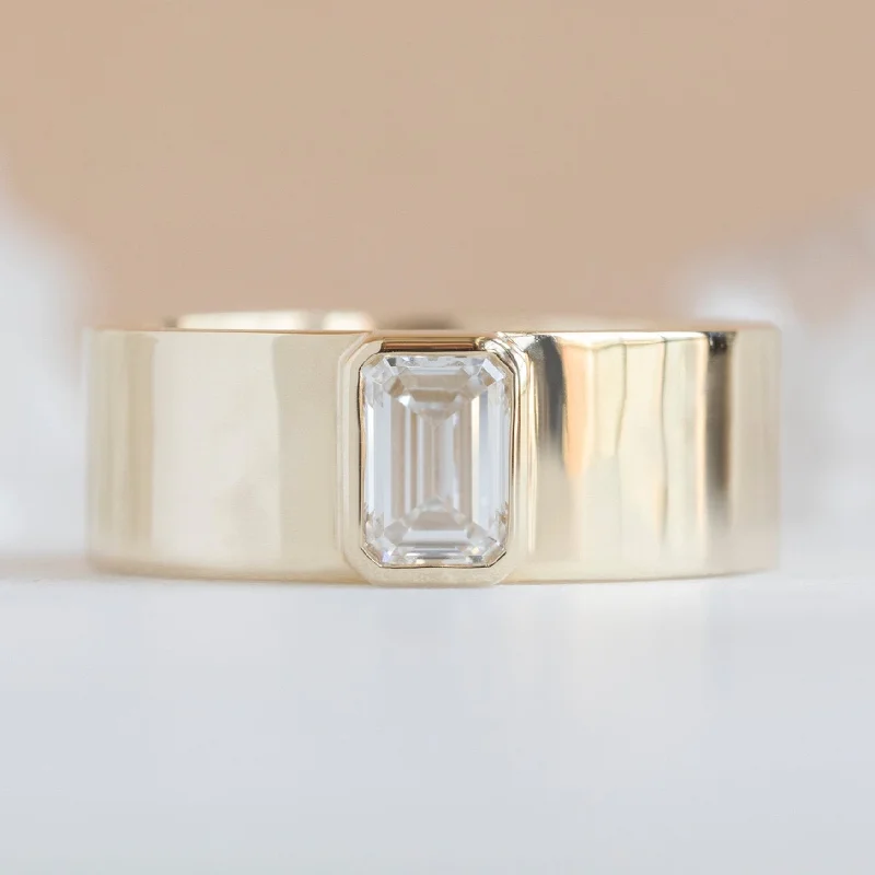 The Cigar Band | 0.65ct Lab Grown Emerald White Diamond in 14K Yellow Gold