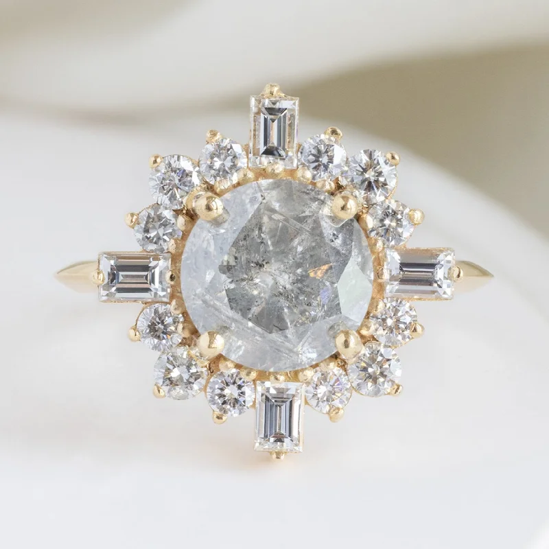 The Compass Luxe | 2.03ct Round Salt and Pepper Diamond in 18K Yellow Gold