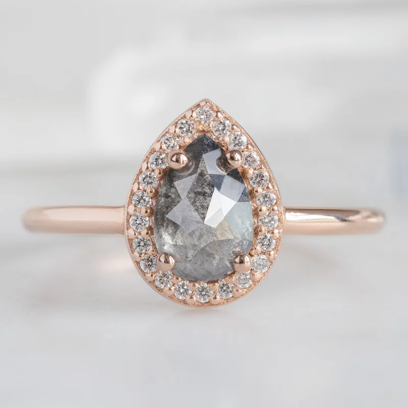 The Dahlia Ring | 0.83ct Rose Cut Grey Diamond in 14K Rose Gold