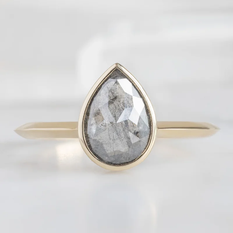 The Hazel Ring | 1.28ct Rose Cut Salt and Pepper Diamond in 14K Yellow Gold