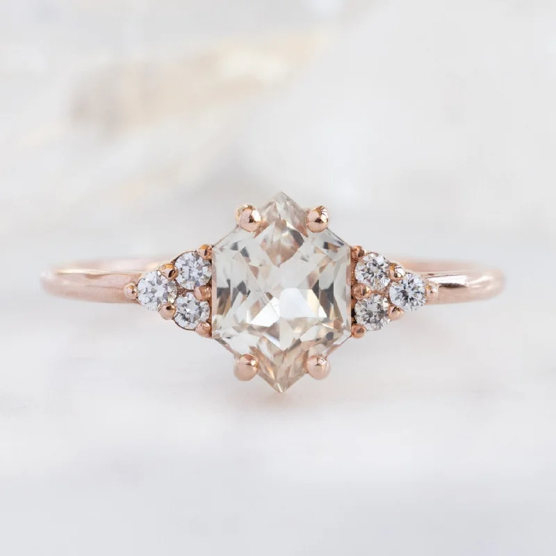 The Ivy Ring | 1.10ct Hexagon Peach Sapphire in 14K Rose Gold