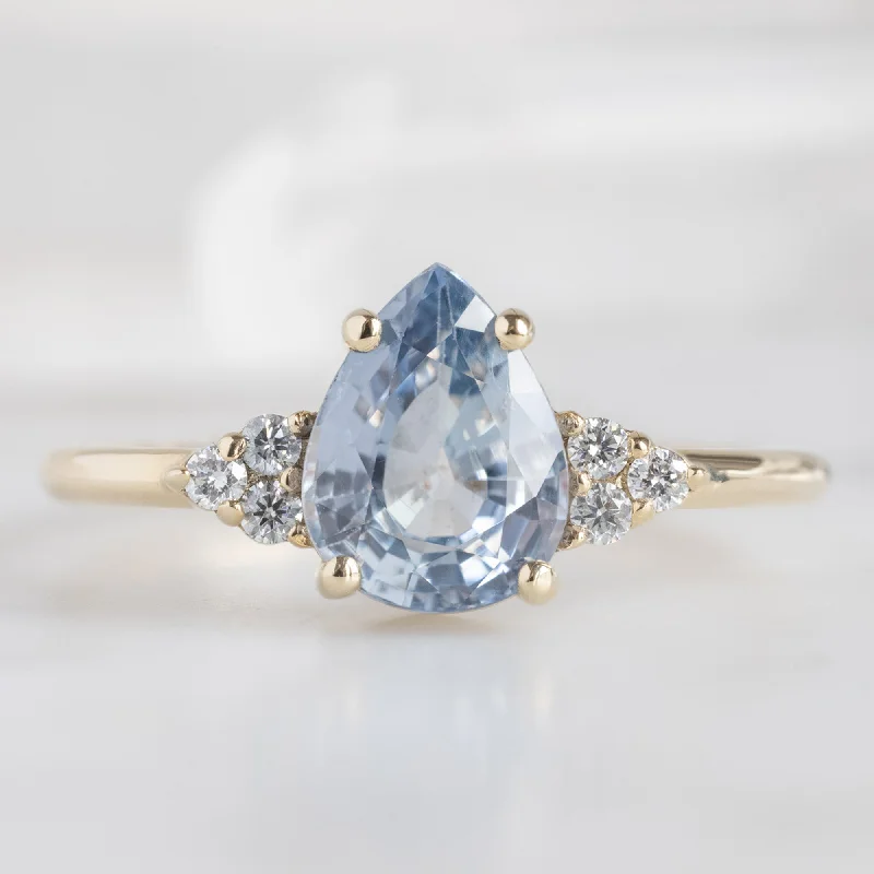 The Ivy Ring | 1.5ct Pear Cut Sapphire in 14K Yellow Gold