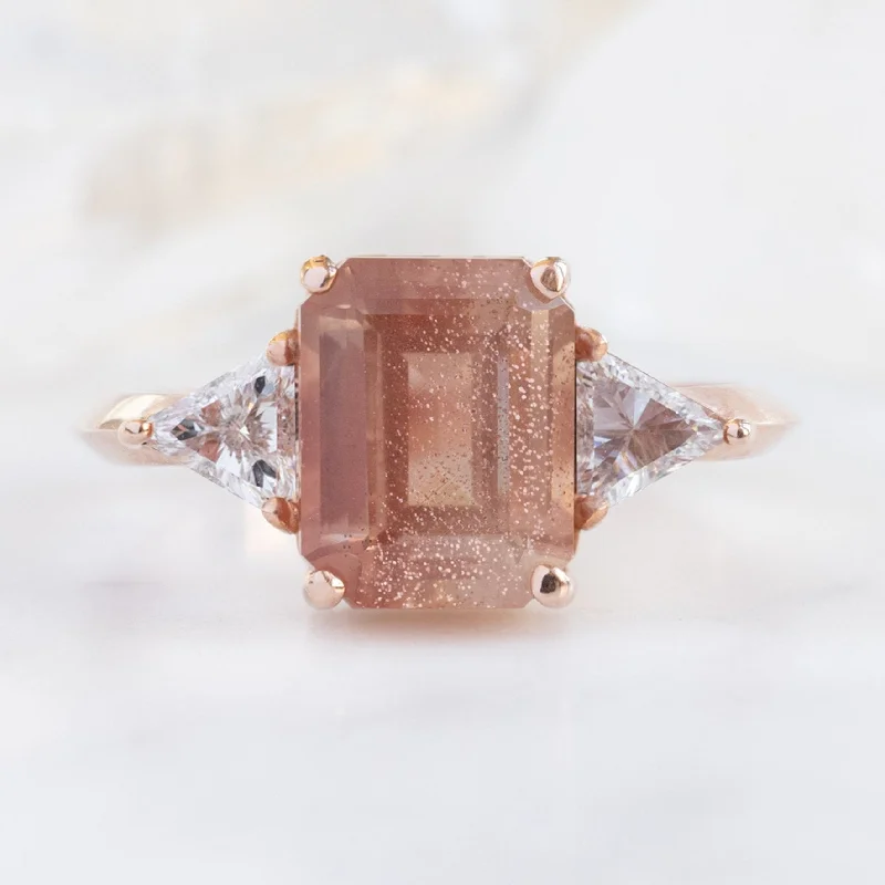 The Jade Ring | 2.26ct Emerald Cut Sunstone in 14K Rose Gold