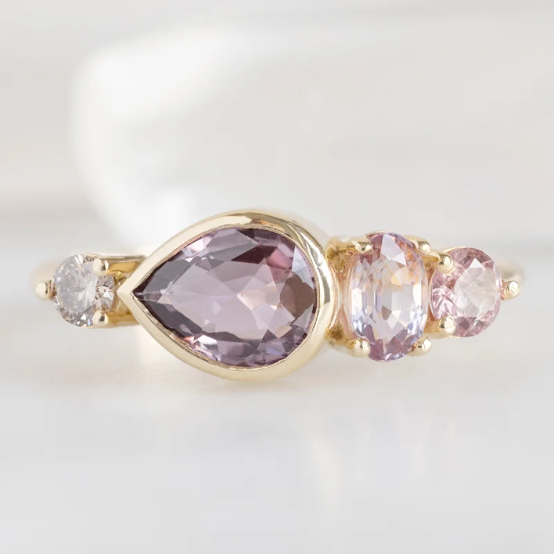 The Watercolor Ring | 1.27ct Pear Magenta Sapphire in 14K Yellow Gold