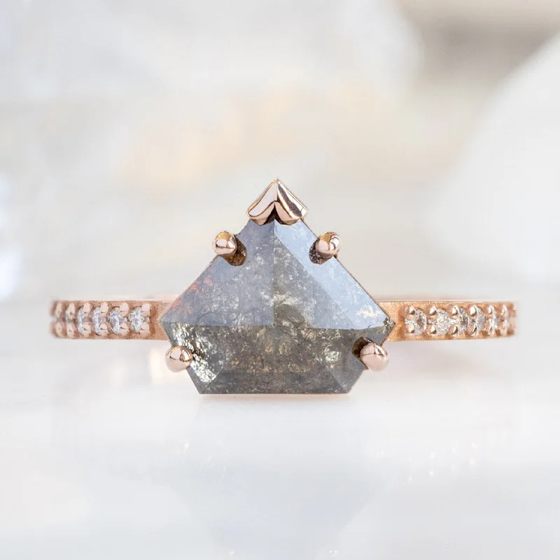 The Willow Ring | 1.10ct Shield Black Diamond in 14K Rose Gold