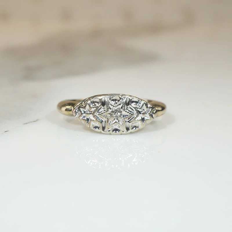 Triple Star 1940s Diamond Ring