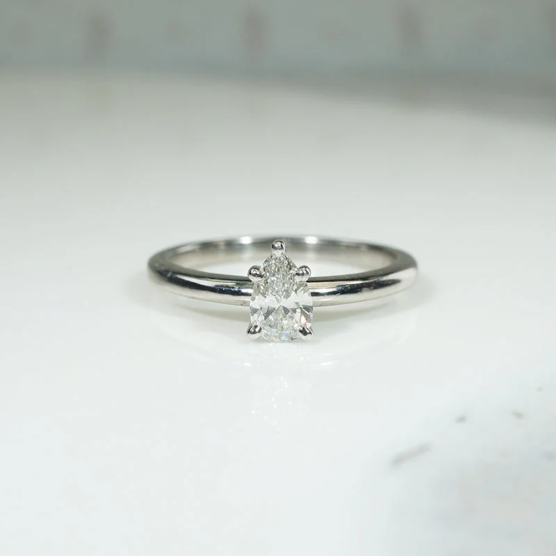 Vintage Pear-Cut Diamond in Icy Platinum Solitaire Ring