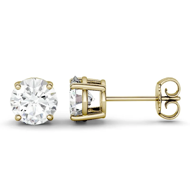 1 Carat TW Charles & Colvard Moissanite Stud Earrings in Yellow Gold