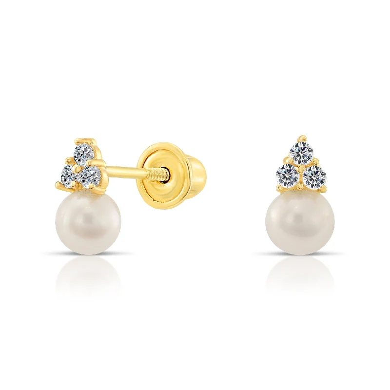 10k Yellow Gold Tiny Pearl Stud Earrings