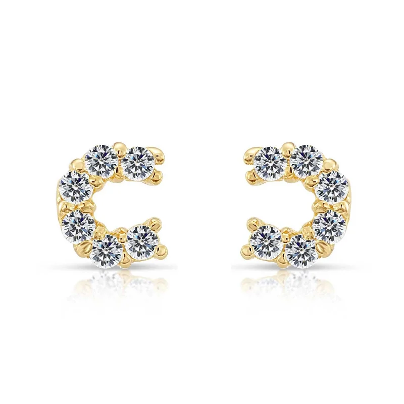 10k Yellow Gold Tiny Lucky Horseshoe Stud Earrings