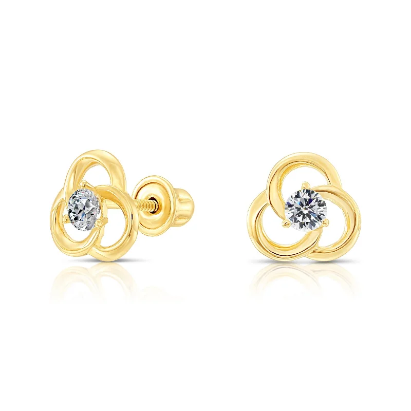 10k Yellow Gold Flower Stud Earrings