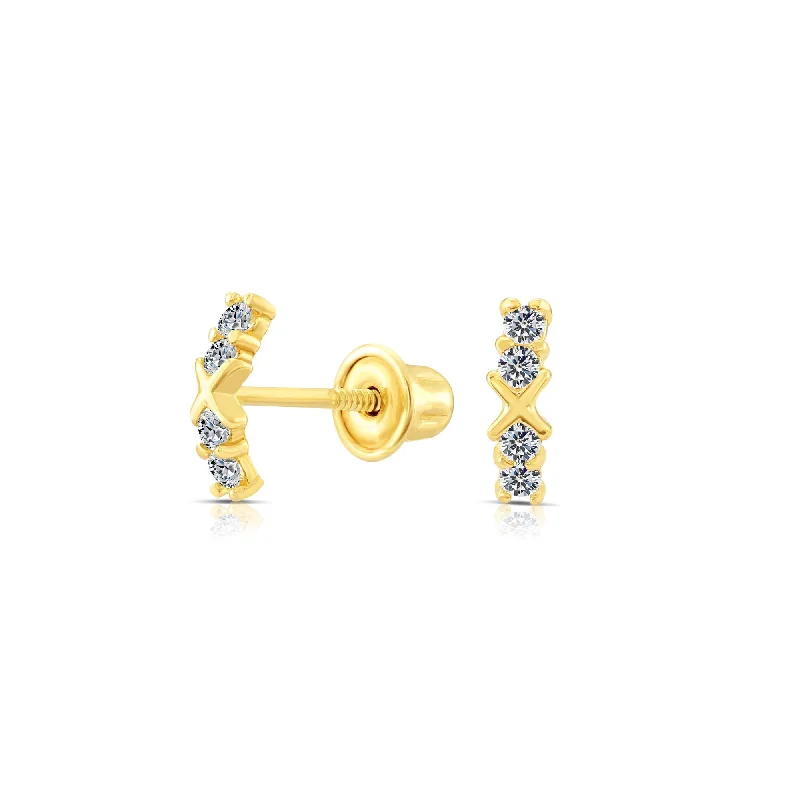 10k Yellow Gold Tiny XO Stud Earrings