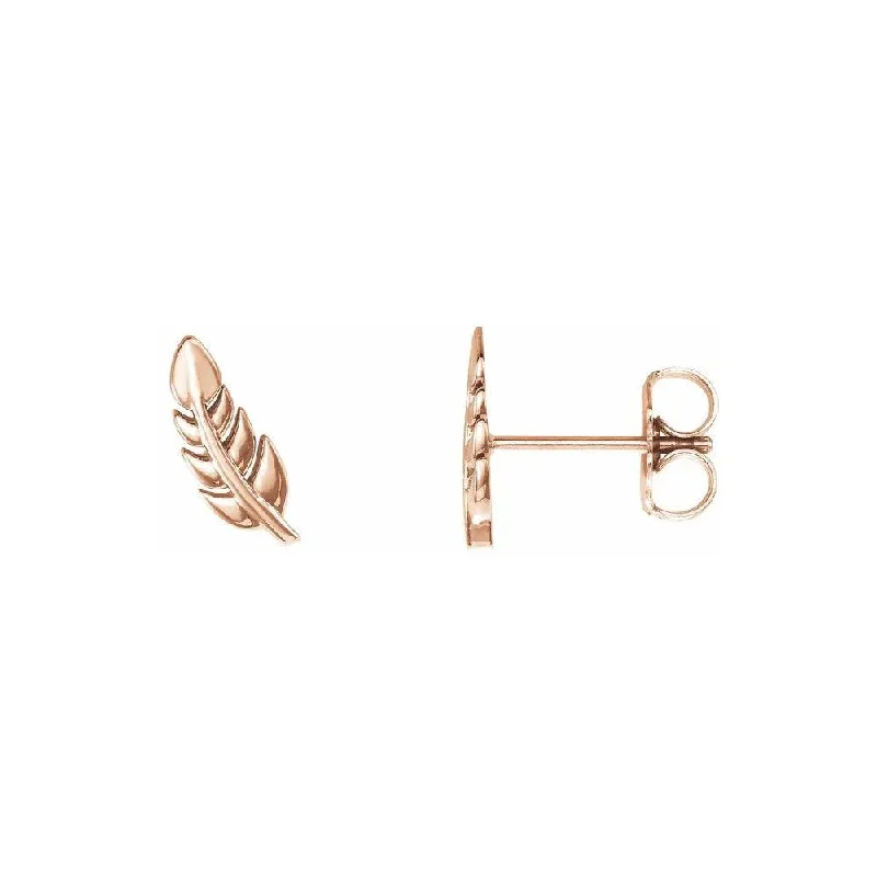 Gold Feather Stud Earrings