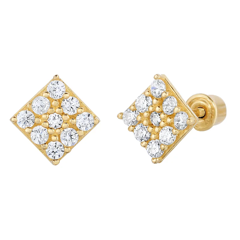 14k Gold Square Stud Earrings