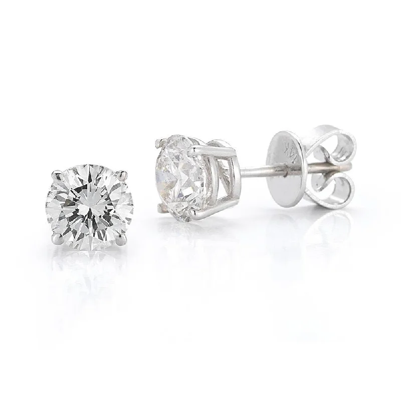 14KT WHITE GOLD 1.00 CTW ROUND DIAMOND EARRINGS