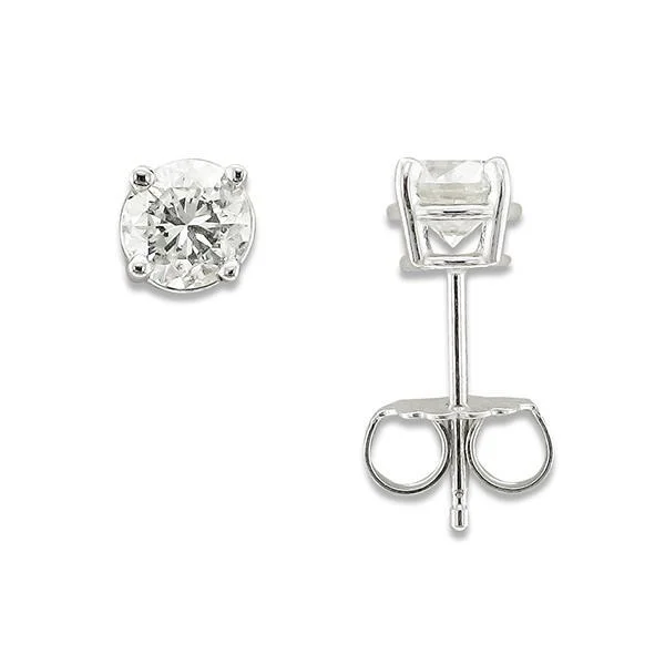 14KT WHITE GOLD 3/4 CTW ROUND DIAMOND EARRINGS