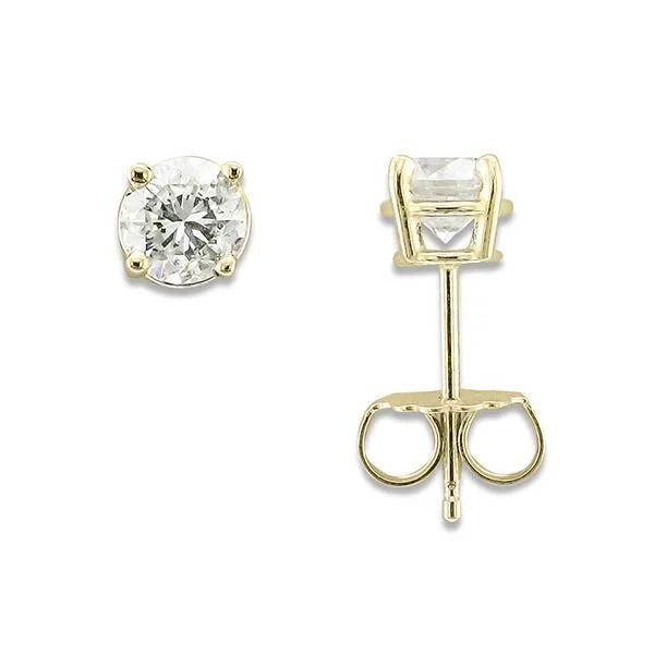 14KT YELLOW GOLD 3/4 CTW ROUND DIAMOND EARRINGS