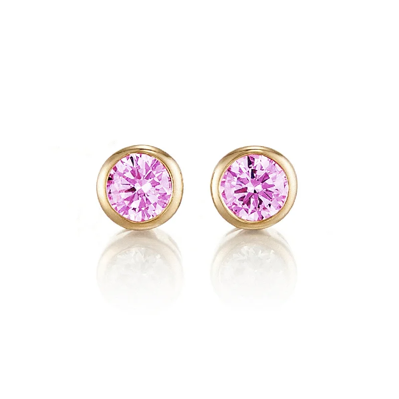 Mini Dot Earrings in Pink Sapphires