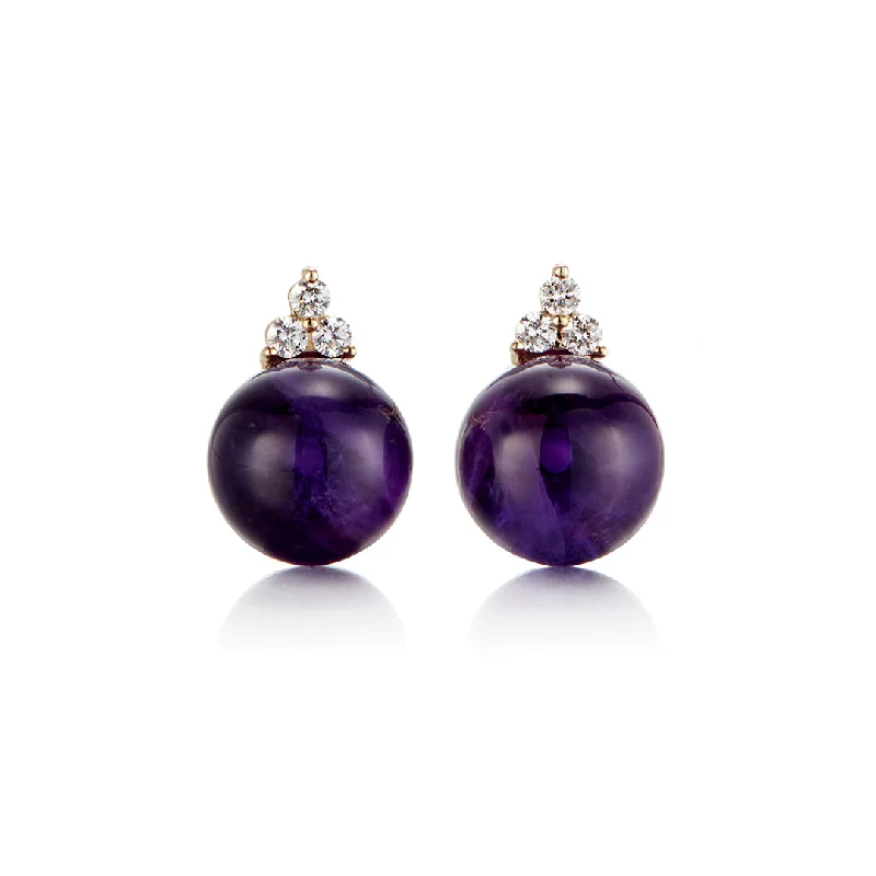 Madison Earrings in Amethyst & Diamonds