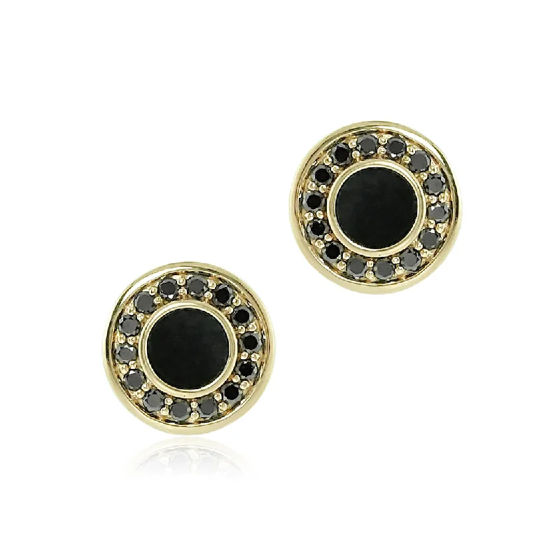 Black Jade & Black Diamond Earrings