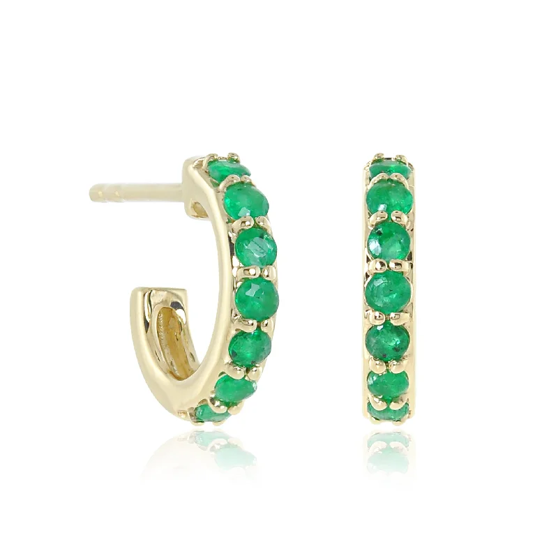 Emerald Huggie Hoop Earrings