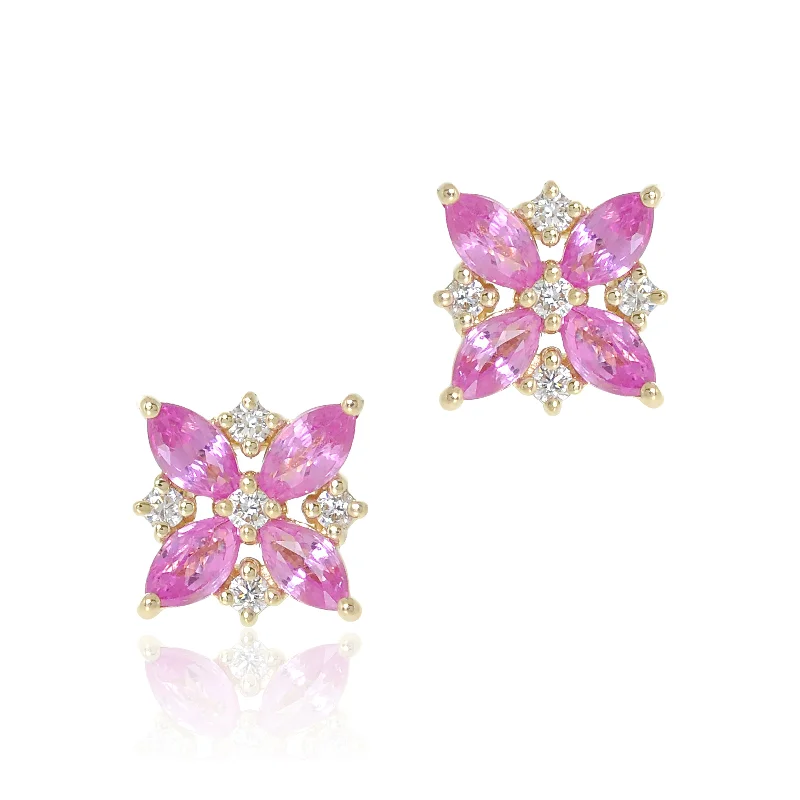 Celeste Earrings in Pink Sapphires & Diamonds