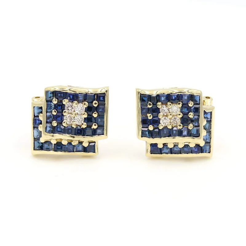 18K SAPPHIRE DIAMOND EARRINGS