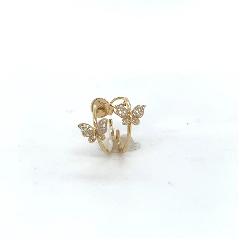 14kt Gold Butterfly Hoop